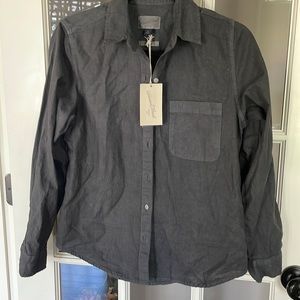 NWT women’s dark grey button down shirt